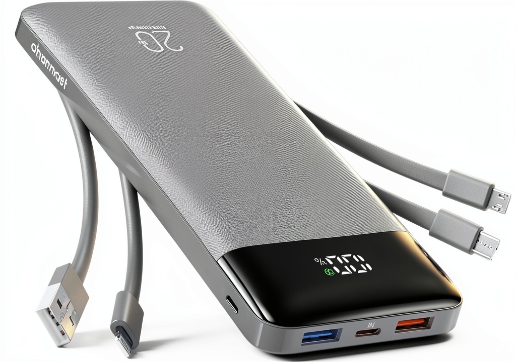 Portable charger with built-in cables
