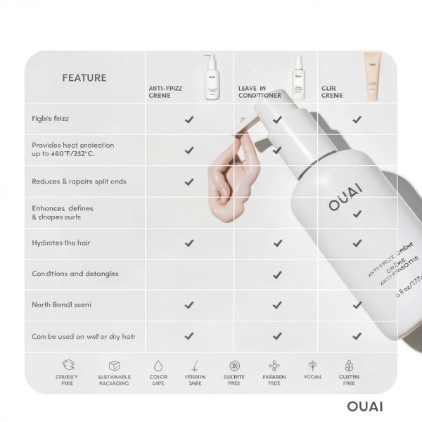OUAI Anti Frizz Crème Hair Styling Cream 6oz-6